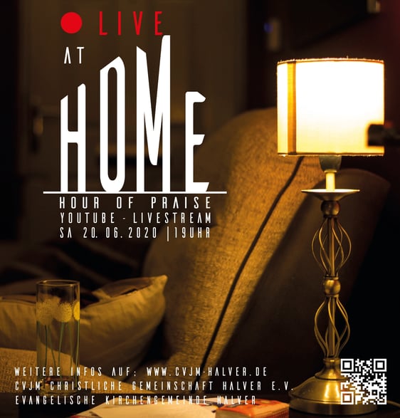 Der CVJM und die Ev. Kirchengemeinde Halver laden ein: LIVE at Home - Hour of praise. Am Samstag den 20.6. 2020 ab 19:00 Uhr im Youtube Livestream (Foto: Halver)